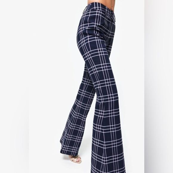 NWOT Smythe Bootcut Pant In Navy Plaid Grid Size 12 - Picture 5 of 10